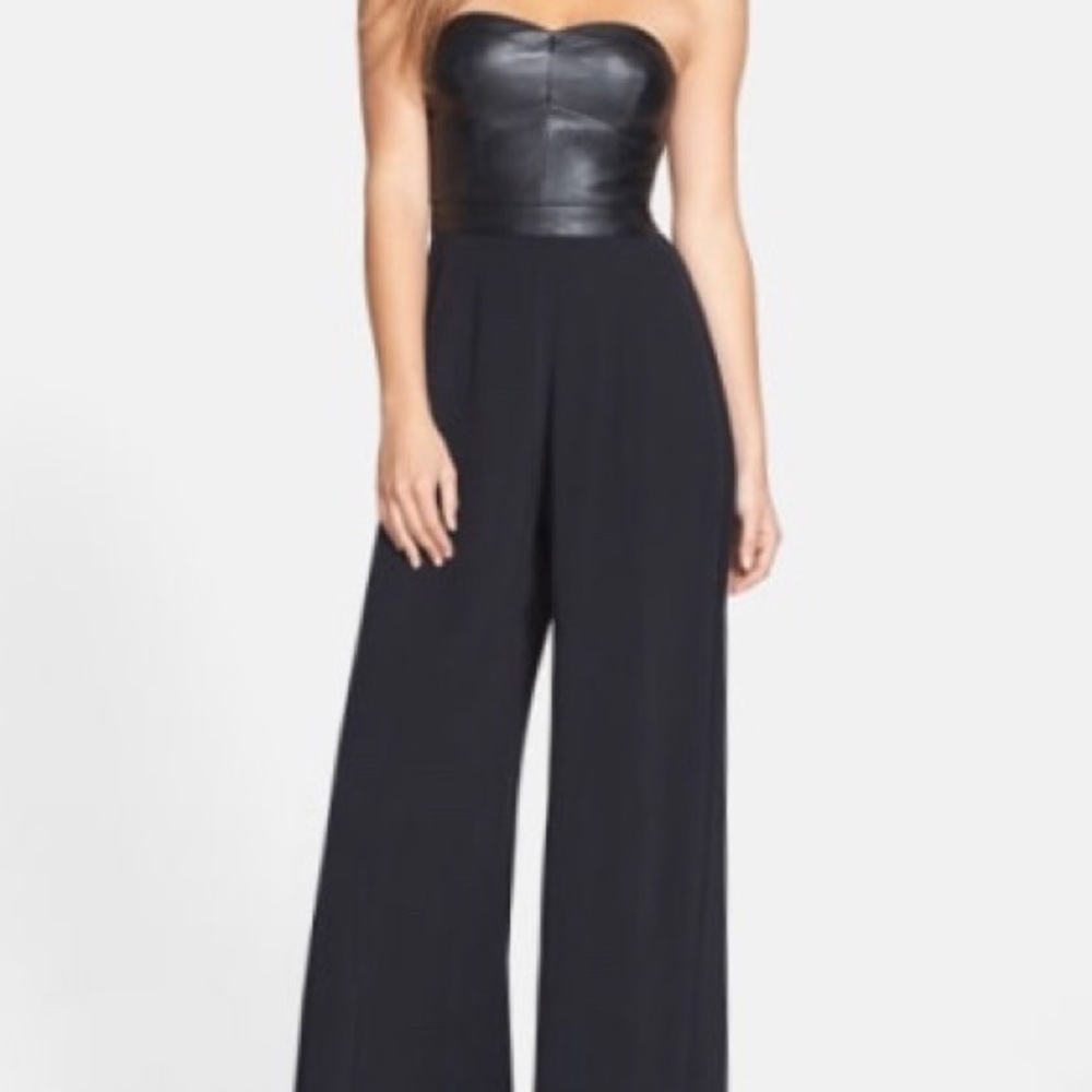 NWT! ASTR Faux Leather Bustier Jumpsuit